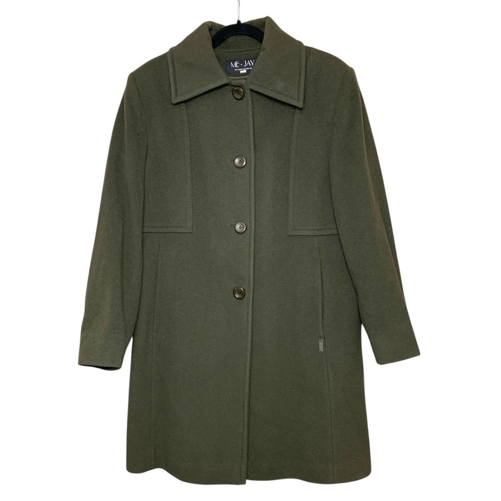 Vintage Me Jay Green Pea Coat Wool Cashemere Sz 14 (real Sz M) Minimalist  Italy